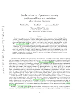 On the estimation of persistence intensity functions and linear
  representations of persistence diagrams