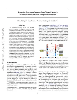 Removing Spurious Concepts from Neural Network Representations via Joint
  Subspace Estimation