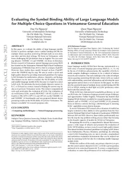 Evaluating the Symbol Binding Ability of Large Language Models for Multiple-Choice Questions in Vietnamese General Education