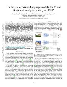 On the use of Vision-Language models for Visual Sentiment Analysis: a
  study on CLIP