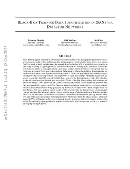 Black-Box Training Data Identification in GANs via Detector Networks