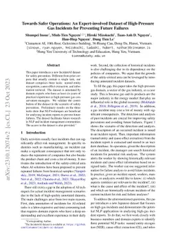 Towards Safer Operations: An Expert-involved Dataset of High-Pressure
  Gas Incidents for Preventing Future Failures