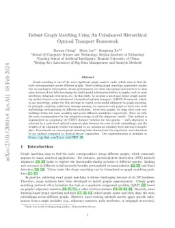 Robust Graph Matching Using An Unbalanced Hierarchical Optimal Transport
  Framework