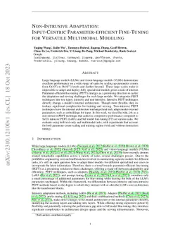 Non-Intrusive Adaptation: Input-Centric Parameter-efficient Fine-Tuning
  for Versatile Multimodal Modeling