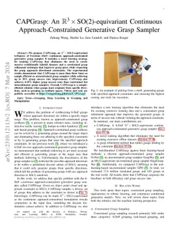 CAPGrasp: An $\mathbb{R}^3\times \text{SO(2)-equivariant}$ Continuous
  Approach-Constrained Generative Grasp Sampler