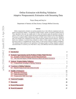 Online Estimation with Rolling Validation: Adaptive Nonparametric Estimation with Streaming Data