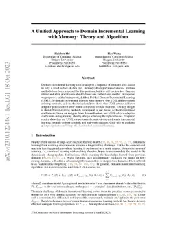 A Unified Approach to Domain Incremental Learning with Memory: Theory
  and Algorithm