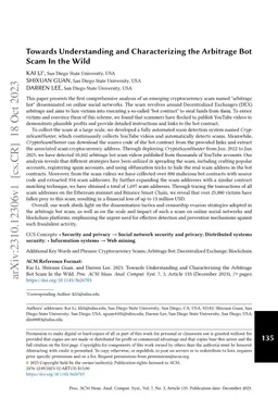 Towards Understanding and Characterizing the Arbitrage Bot Scam In the
  Wild