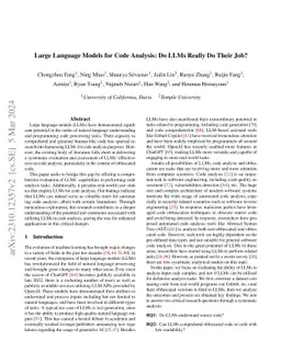 Large Language Models for Code Analysis: Do LLMs Really Do Their Job?