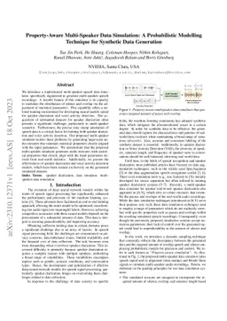 Property-Aware Multi-Speaker Data Simulation: A Probabilistic Modelling
  Technique for Synthetic Data Generation