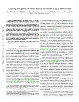 Learning to Optimise Climate Sensor Placement using a Transformer