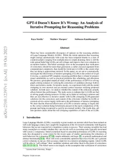 GPT-4 Doesn't Know It's Wrong: An Analysis of Iterative Prompting for
  Reasoning Problems