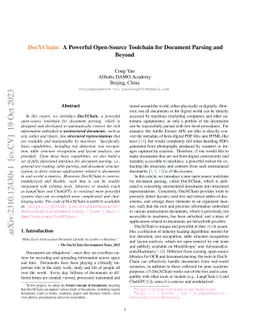 DocXChain: A Powerful Open-Source Toolchain for Document Parsing and
  Beyond