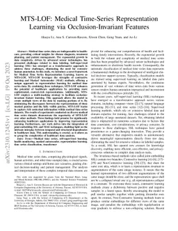 MTS-LOF: Medical Time-Series Representation Learning via
  Occlusion-Invariant Features