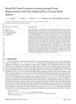 WeedCLR: Weed Contrastive Learning through Visual Representations with
  Class-Optimized Loss in Long-Tailed Datasets