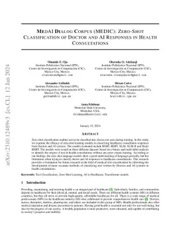 MedAI Dialog Corpus (MEDIC): Zero-Shot Classification of Doctor and AI
  Responses in Health Consultations