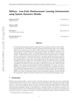 SDGym: Low-Code Reinforcement Learning Environments using System
  Dynamics Models