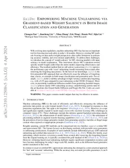 SalUn: Empowering Machine Unlearning via Gradient-based Weight Saliency
  in Both Image Classification and Generation