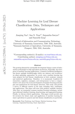 Machine Learning for Leaf Disease Classification: Data, Techniques and
  Applications