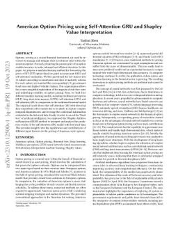 American Option Pricing using Self-Attention GRU and Shapley Value
  Interpretation