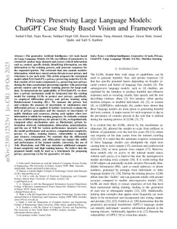 Privacy Preserving Large Language Models: ChatGPT Case Study Based
  Vision and Framework
