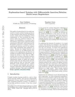 Explanation-based Training with Differentiable Insertion/Deletion
  Metric-aware Regularizers