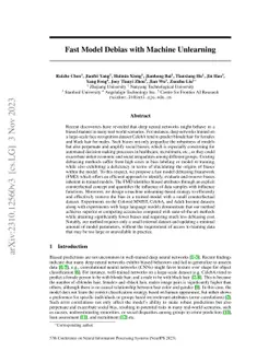 Fast Model Debias with Machine Unlearning