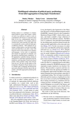 Multilingual estimation of political-party positioning: From label
  aggregation to long-input Transformers