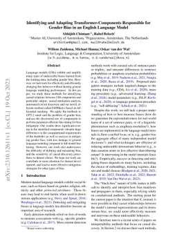 Identifying and Adapting Transformer-Components Responsible for Gender
  Bias in an English Language Model