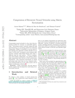 Compression of Recurrent Neural Networks using Matrix Factorization