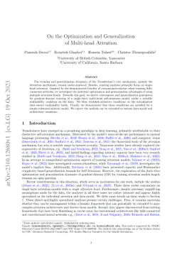 On the Optimization and Generalization of Multi-head Attention