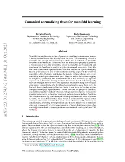 Canonical normalizing flows for manifold learning