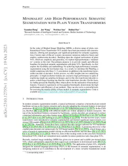 Minimalist and High-Performance Semantic Segmentation with Plain Vision
  Transformers