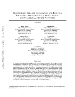 EmoDiarize: Speaker Diarization and Emotion Identification from Speech
  Signals using Convolutional Neural Networks