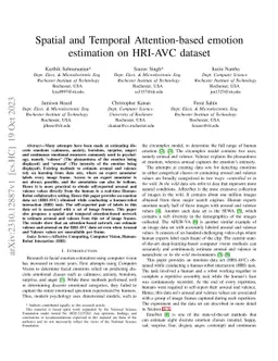 Spatial and Temporal Attention-based emotion estimation on HRI-AVC
  dataset