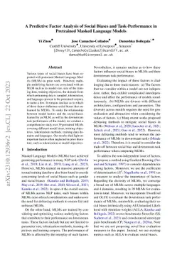 A Predictive Factor Analysis of Social Biases and Task-Performance in
  Pretrained Masked Language Models