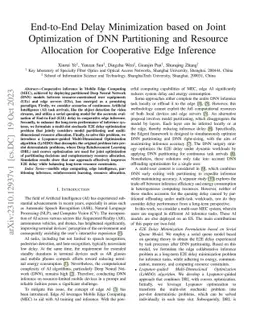 End-to-End Delay Minimization based on Joint Optimization of DNN
  Partitioning and Resource Allocation for Cooperative Edge Inference