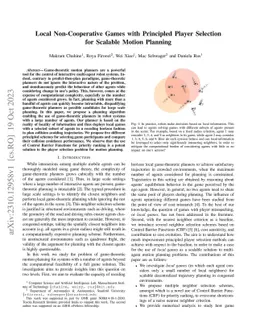 Local Non-Cooperative Games with Principled Player Selection for
  Scalable Motion Planning