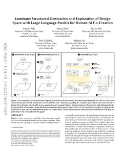 Luminate: Structured Generation and Exploration of Design Space with
  Large Language Models for Human-AI Co-Creation
