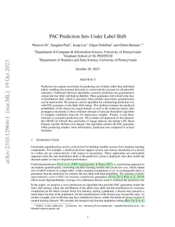 PAC Prediction Sets Under Label Shift