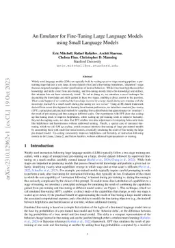 An Emulator for Fine-Tuning Large Language Models using Small Language
  Models