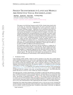 Frozen Transformers in Language Models Are Effective Visual Encoder
  Layers