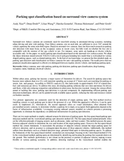 Parking Spot Classification based on surround view camera system