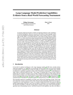 Large Language Model Prediction Capabilities: Evidence from a Real-World
  Forecasting Tournament