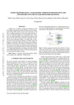 Audio-AdapterFusion: A Task-ID-free Approach for Efficient and
  Non-Destructive Multi-task Speech Recognition