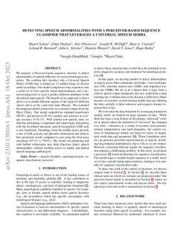 Detecting Speech Abnormalities with a Perceiver-based Sequence
  Classifier that Leverages a Universal Speech Model