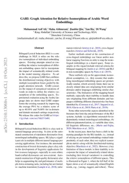 GARI: Graph Attention for Relative Isomorphism of Arabic Word Embeddings