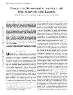 Unsupervised Representation Learning to Aid Semi-Supervised Meta
  Learning