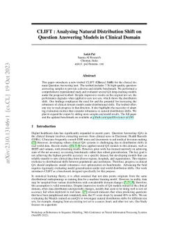 CLIFT: Analysing Natural Distribution Shift on Question Answering Models
  in Clinical Domain