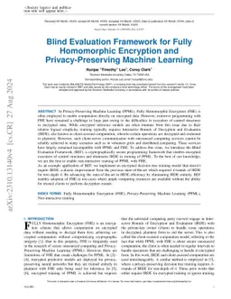 Blind Evaluation Framework for Fully Homomorphic Encryption and
  Privacy-Preserving Machine Learning